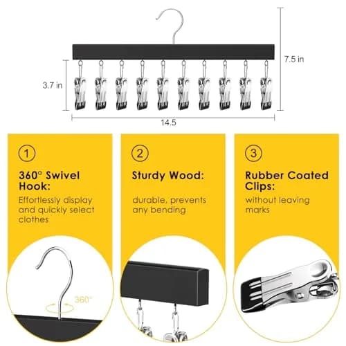 ORROENS Legging Organizer for Closet, 2 Pack Pants Hangers with Clips, 15.8in (40.1cm) Width thumbnail 5