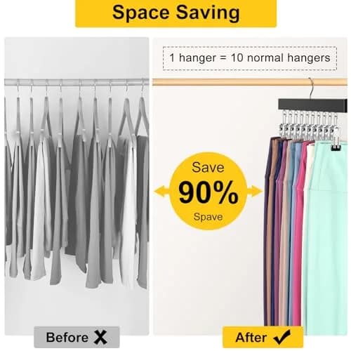 ORROENS Legging Organizer for Closet, 2 Pack Pants Hangers with Clips, 15.8in (40.1cm) Width thumbnail 4