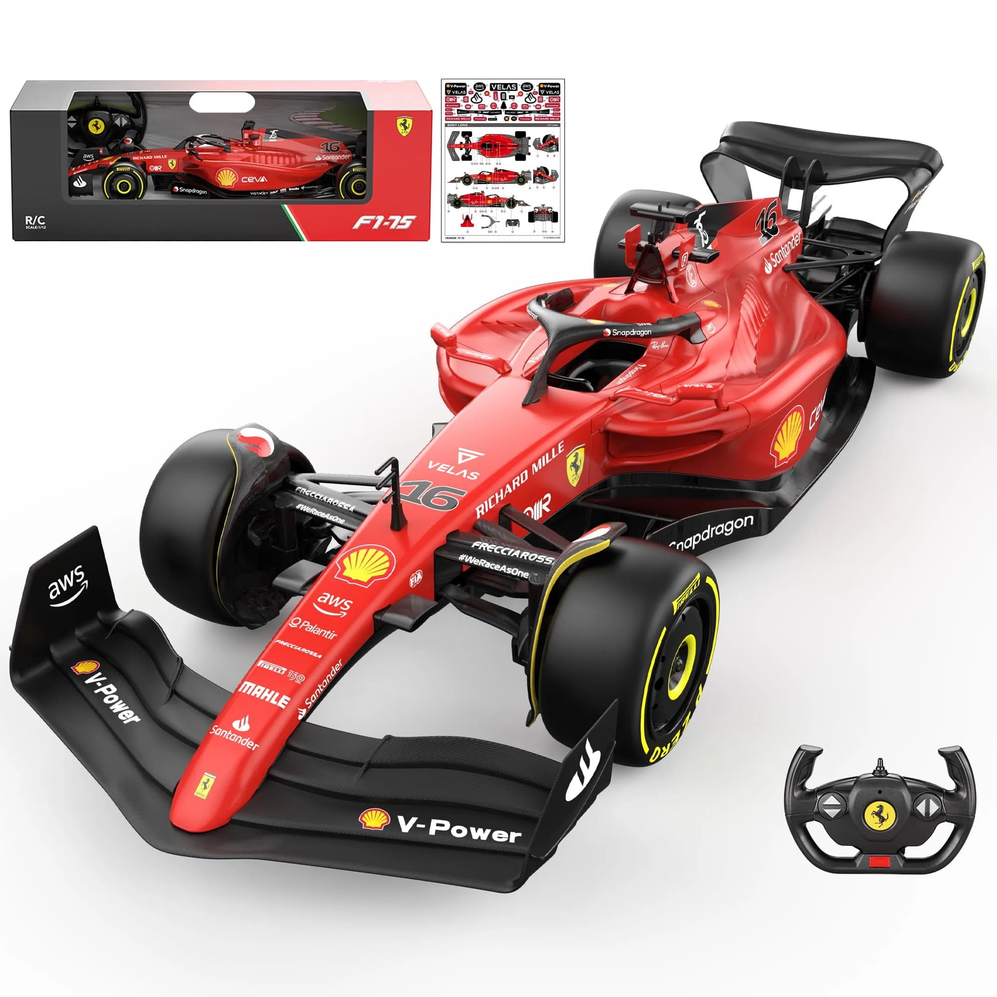 Voltz Toys 1:12 Mercedes-Benz F1 W11 RC Car | Licensed Replica with 2.4GHz Control — 1:12 Ferrari F1 75