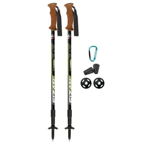 Fizan Tierra Trekking Poles – 7.9 oz, Ultralight, Adjustable, Collapsible, Aluminum, Cork Grip, Green thumbnail 1
