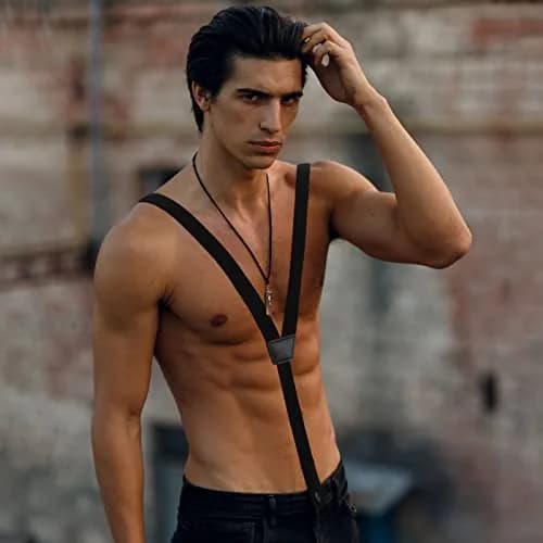 Eurzom Black Hidden Suspenders for Men Under Clothes Y-Back, 2.5cm (1") Wide, 75-120cm (30-47") Adjustable Length thumbnail 4