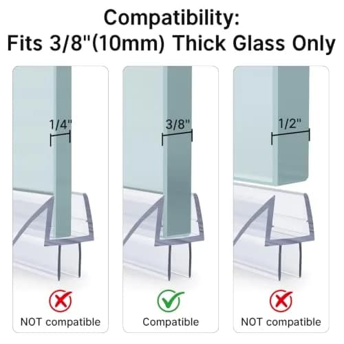 AmazerBath 3-Section Segmented Shower Door Bottom Seal for 3/8" (10mm) Glass - 15.75" x 3 Pieces | Prevents Water Leaks thumbnail 4