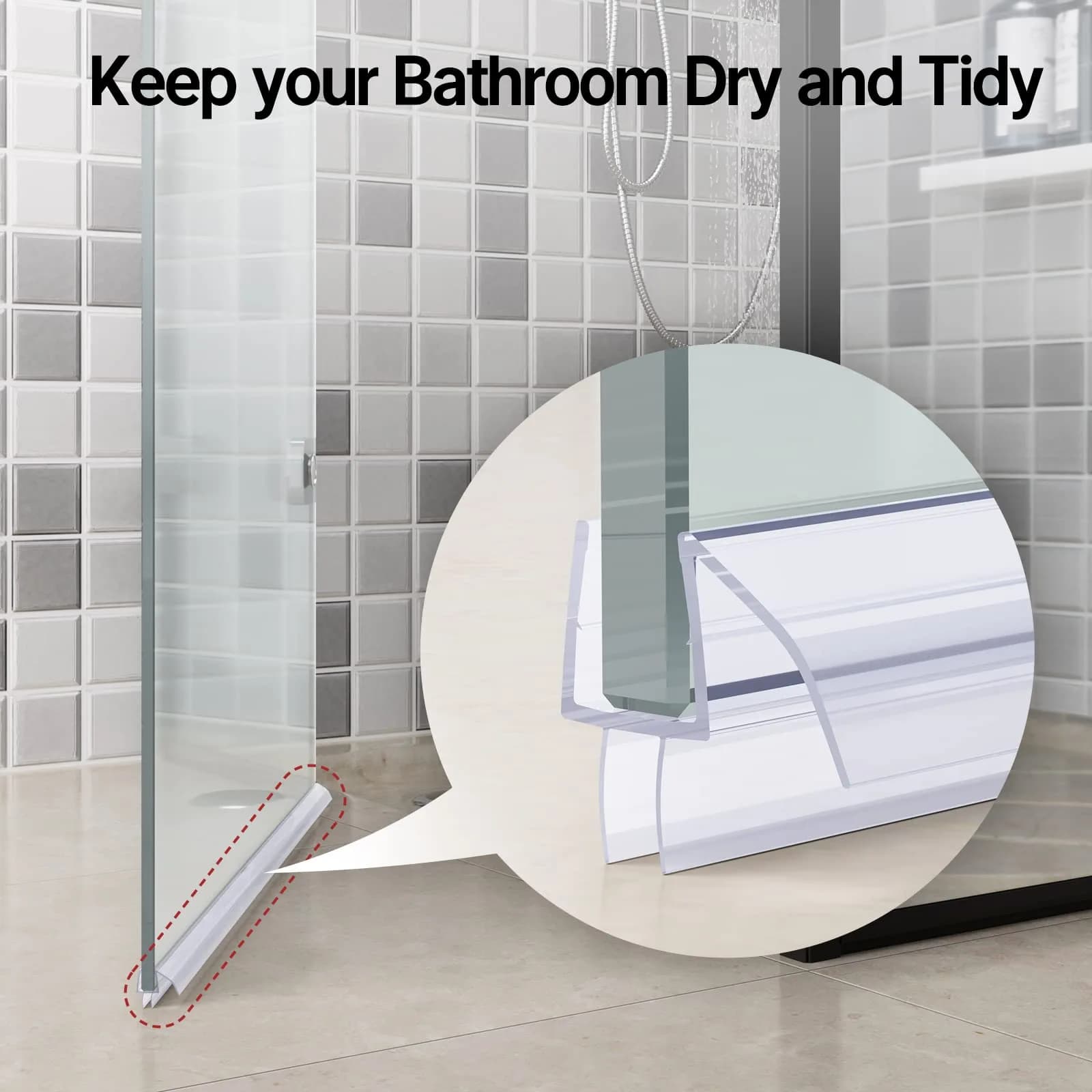 AmazerBath 3-Section Segmented Shower Door Bottom Seal for 3/8" (10mm) Glass - 15.75" x 3 Pieces | Prevents Water Leaks - view 7