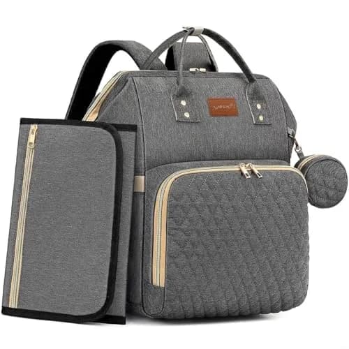 ROSEGIN Large Capacity Diaper Backpack 35L (1.6 lbs) | Waterproof Quilted Travel Bag with Changing Pad & Insulated Pockets thumbnail 1