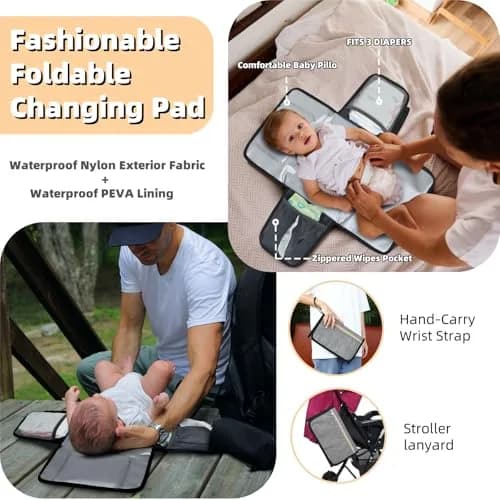 ROSEGIN Large Capacity Diaper Backpack 35L (1.6 lbs) | Waterproof Quilted Travel Bag with Changing Pad & Insulated Pockets thumbnail 5
