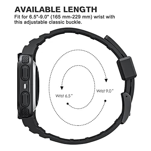 FINTIE Rugged Band with Case for Fitbit Versa 4/3/2/1/Lite & Sense 2, Black, 165mm-245mm (6.5-9.5 inch) thumbnail 6