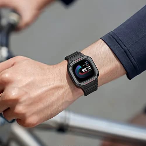 FINTIE Rugged Band with Case for Fitbit Versa 4/3/2/1/Lite & Sense 2, Black, 165mm-245mm (6.5-9.5 inch) thumbnail 8