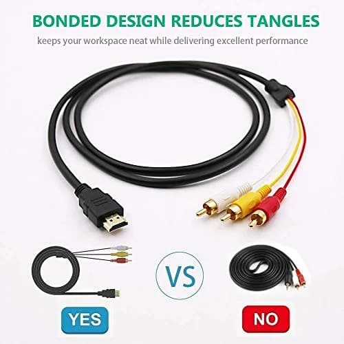BERLAT HDMI to RCA Cable 1.5m (5ft) | One-Way Transmitter for TV HDTV DVD thumbnail 5