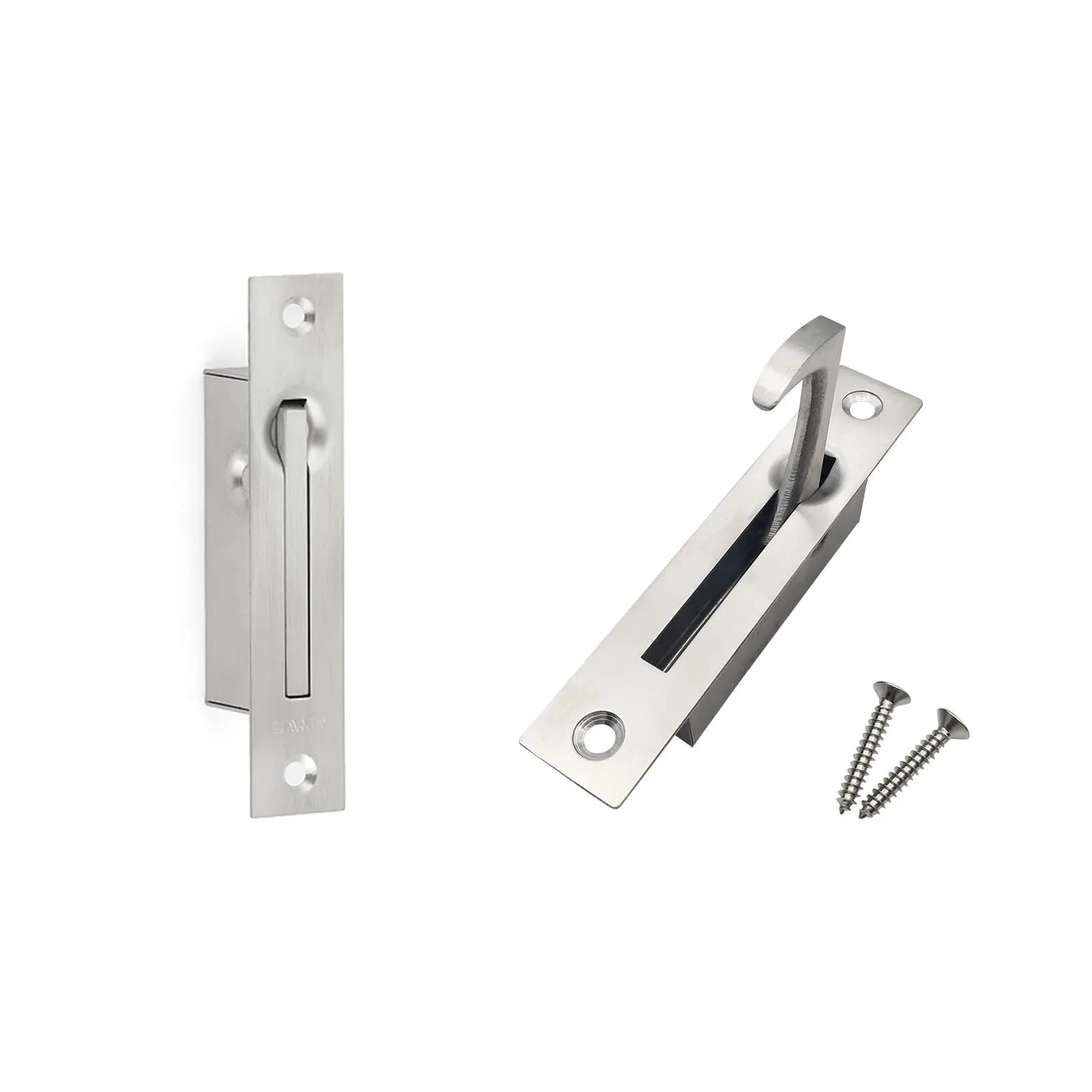Dontay Pocket Door Edge Pull 4" Stainless Steel 304 Flush Mount Handle (2 Pack, Satin Nickel) — Stainless Steel