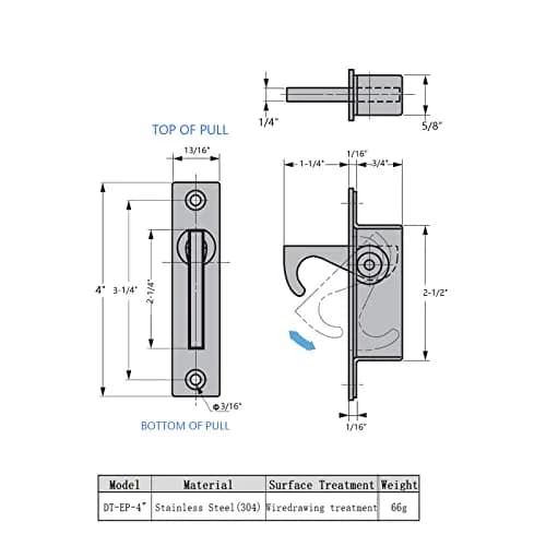 Dontay Recessed Pocket Door Pull Handle | Flush Mount Sliding Door Hardware, 9.8 cm (3.875 Inches) thumbnail 4
