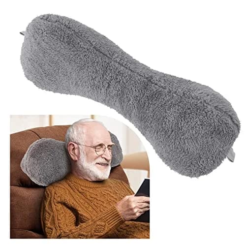 VCOMSOFT Grey Bone Neck Pillow for Recliners & Sofas | Adjustable Headrest Cushion for Pain Relief thumbnail 1
