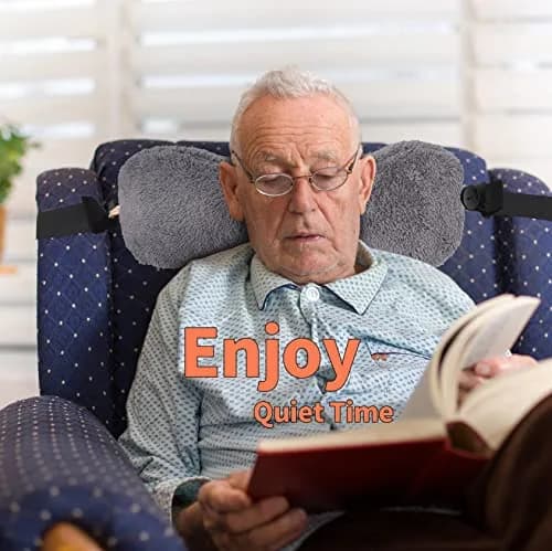 VCOMSOFT Grey Bone Neck Pillow for Recliners & Sofas | Adjustable Headrest Cushion for Pain Relief thumbnail 2