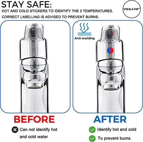 Danojo Faucet Stickers, 15 Hot & Cold Water Vinyl Circle | Self-Adhesive Tap Signage thumbnail 4