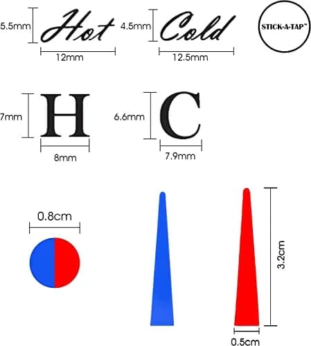 Danojo Faucet Stickers, 15 Hot & Cold Water Vinyl Circle | Self-Adhesive Tap Signage thumbnail 6