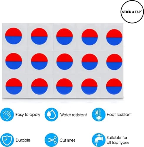 Danojo Faucet Stickers, 15 Hot & Cold Water Vinyl Circle | Self-Adhesive Tap Signage thumbnail 7