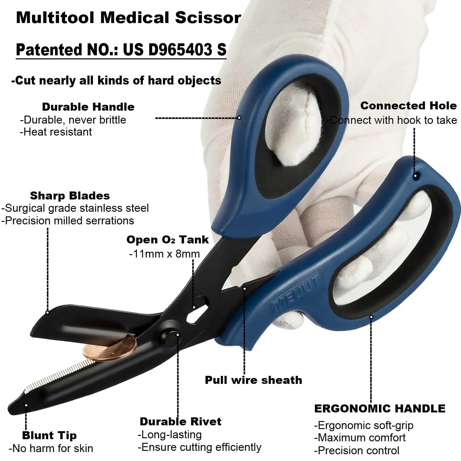 MEUUT Navy/Black+navy/Black Trauma Shears (2-Pack, 7.8 Inch) | Patented Stainless Steel - view 2