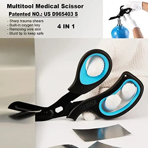 MEUUT Medical Trauma Shears 7.8" (19.8 cm) - 2-Pack | Sharp, Serrated, Non-Stick Blades with Oxygen Wrench thumbnail 4