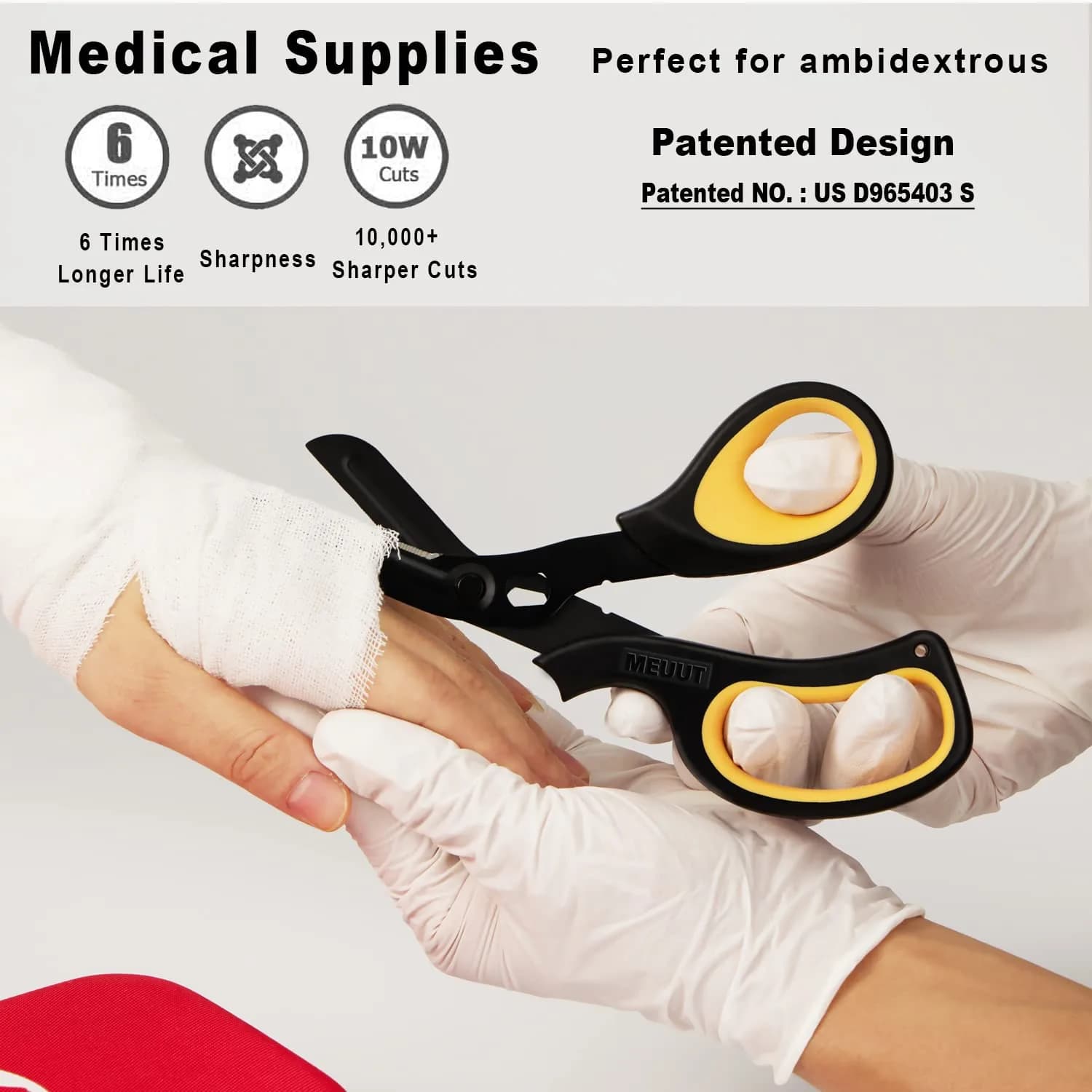MEUUT Medical Trauma Shears 7.8" (19.8 cm) - 2-Pack | Sharp, Serrated, Non-Stick Blades with Oxygen Wrench - view 5