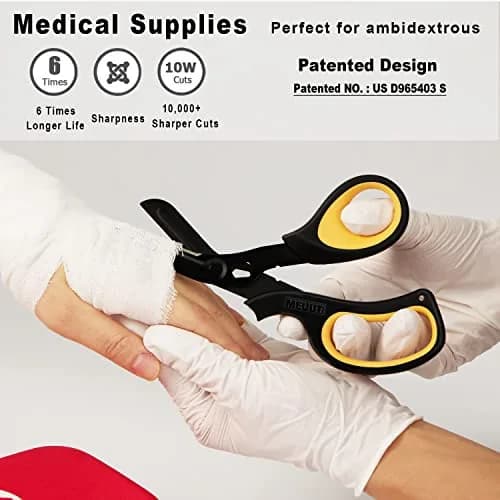 MEUUT Medical Trauma Shears 7.8" (19.8 cm) - 2-Pack | Sharp, Serrated, Non-Stick Blades with Oxygen Wrench thumbnail 5