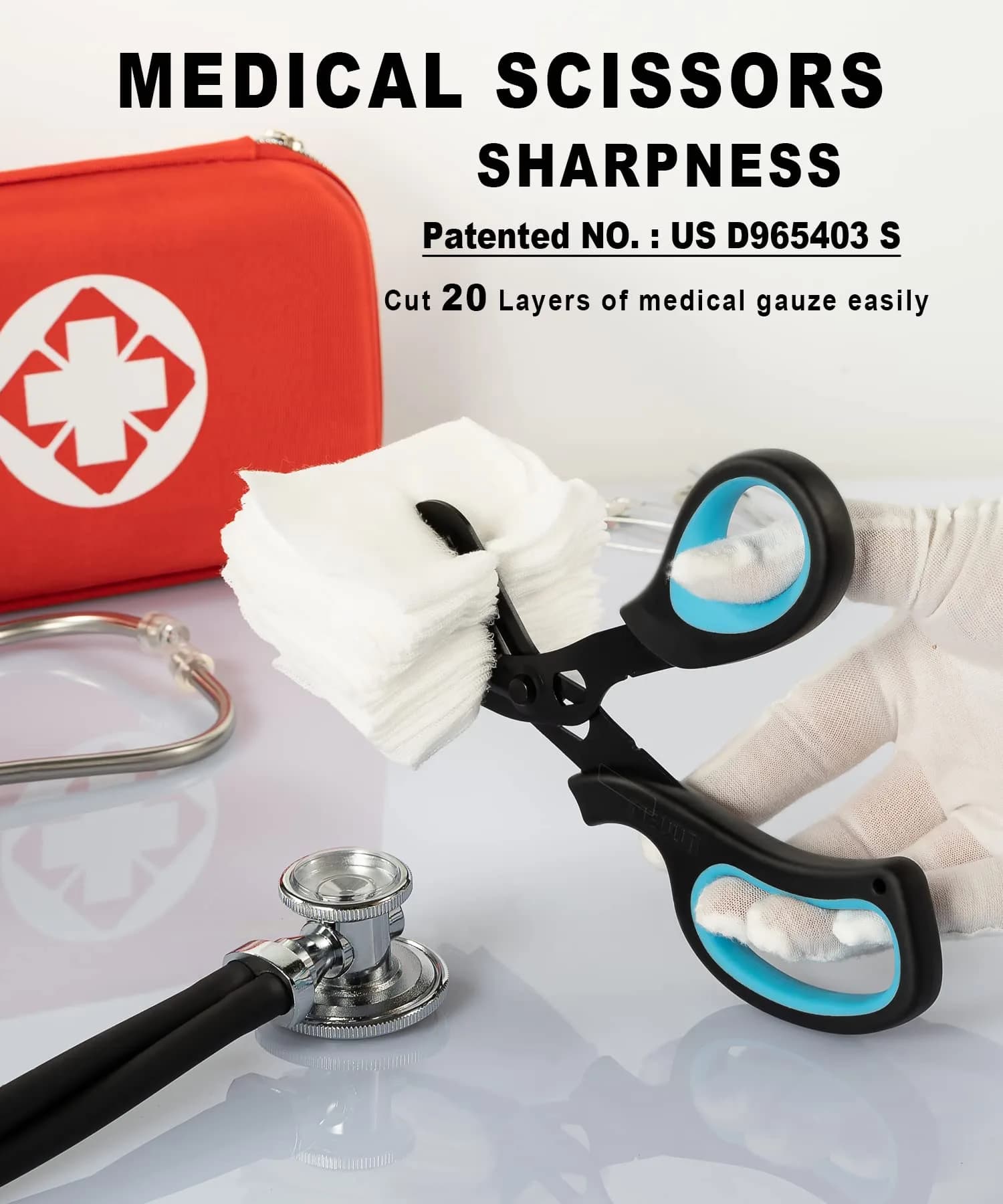 MEUUT Medical Trauma Shears 7.8" (19.8 cm) - 2-Pack | Sharp, Serrated, Non-Stick Blades with Oxygen Wrench - view 2