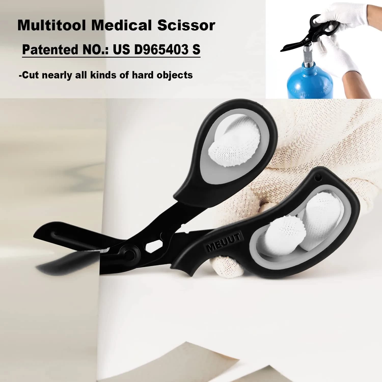 MEUUT Medical Trauma Shears 7.8" (19.8 cm) - 2-Pack | Sharp, Serrated, Non-Stick Blades with Oxygen Wrench - view 6