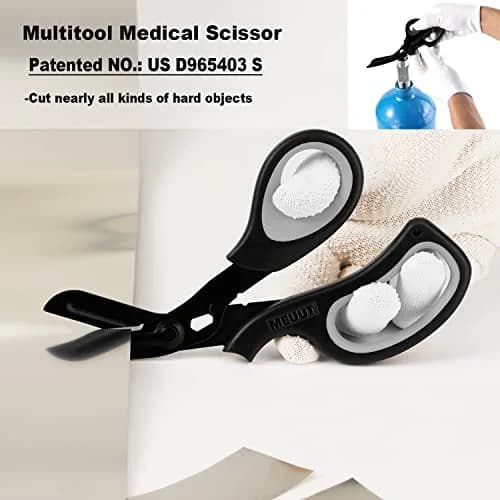 MEUUT Medical Trauma Shears 7.8" (19.8 cm) - 2-Pack | Sharp, Serrated, Non-Stick Blades with Oxygen Wrench thumbnail 6