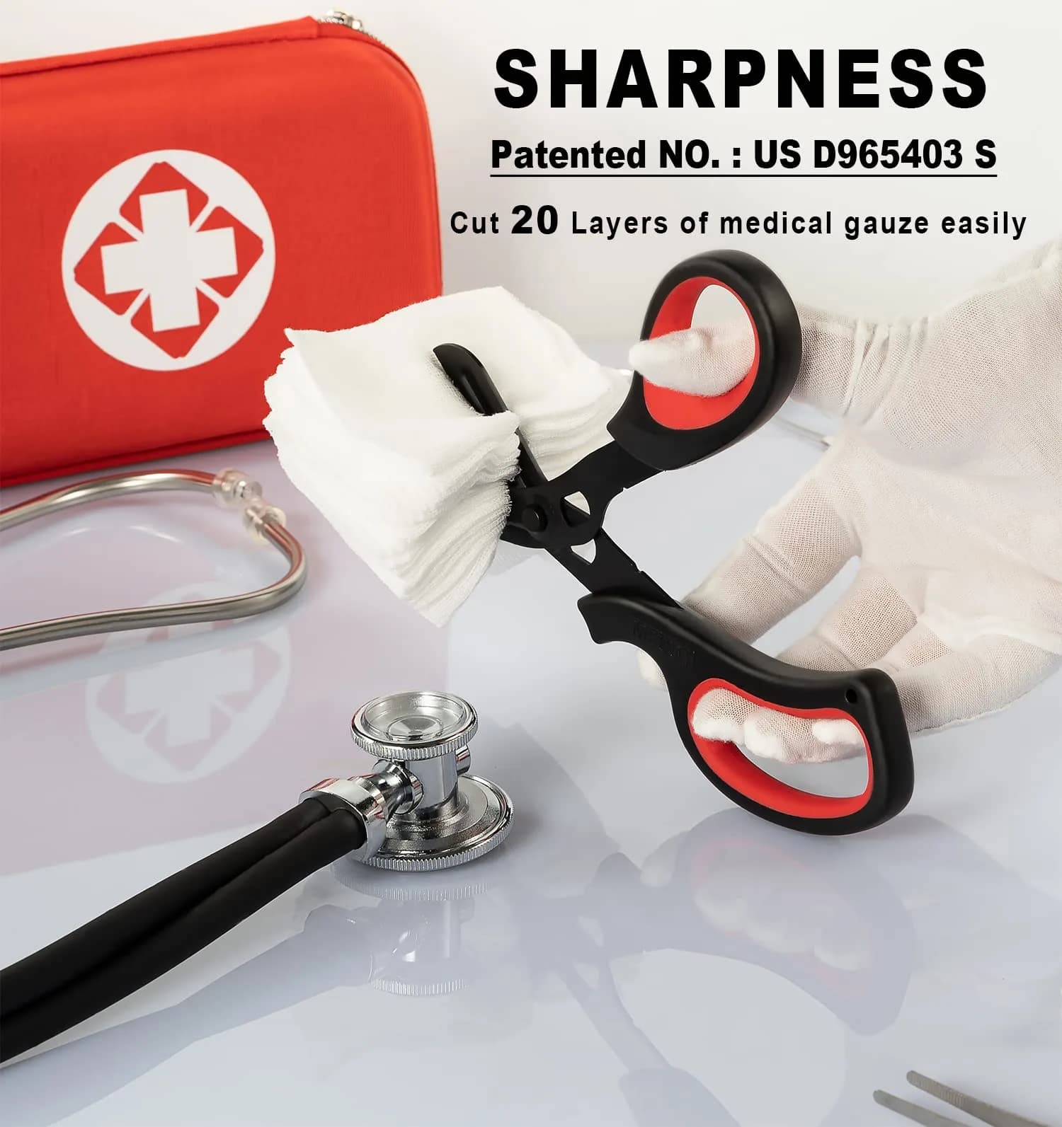 MEUUT Medical Trauma Shears 7.8" (19.8 cm) - 2-Pack | Sharp, Serrated, Non-Stick Blades with Oxygen Wrench - view 2