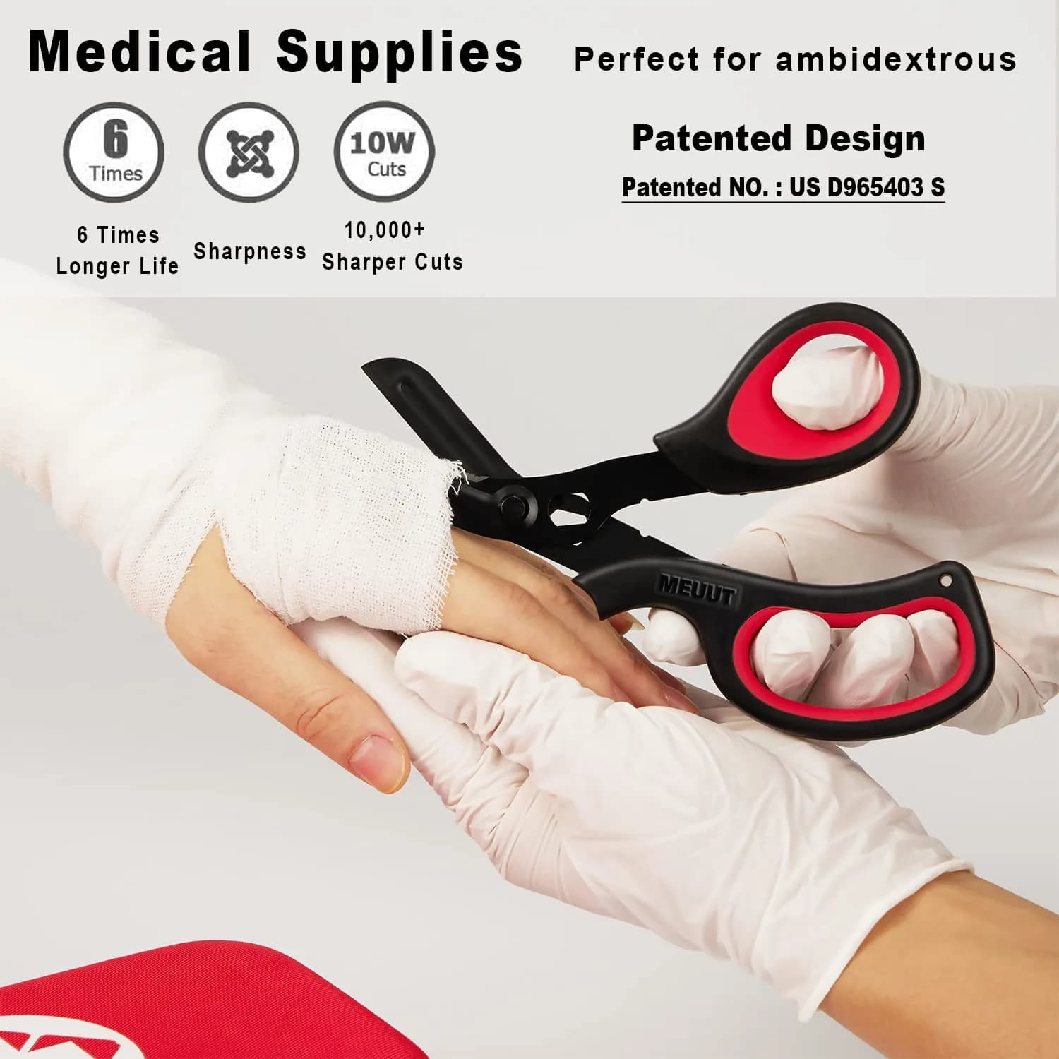 MEUUT Medical Trauma Shears 7.8" (19.8 cm) - 2-Pack | Sharp, Serrated, Non-Stick Blades with Oxygen Wrench - view 4