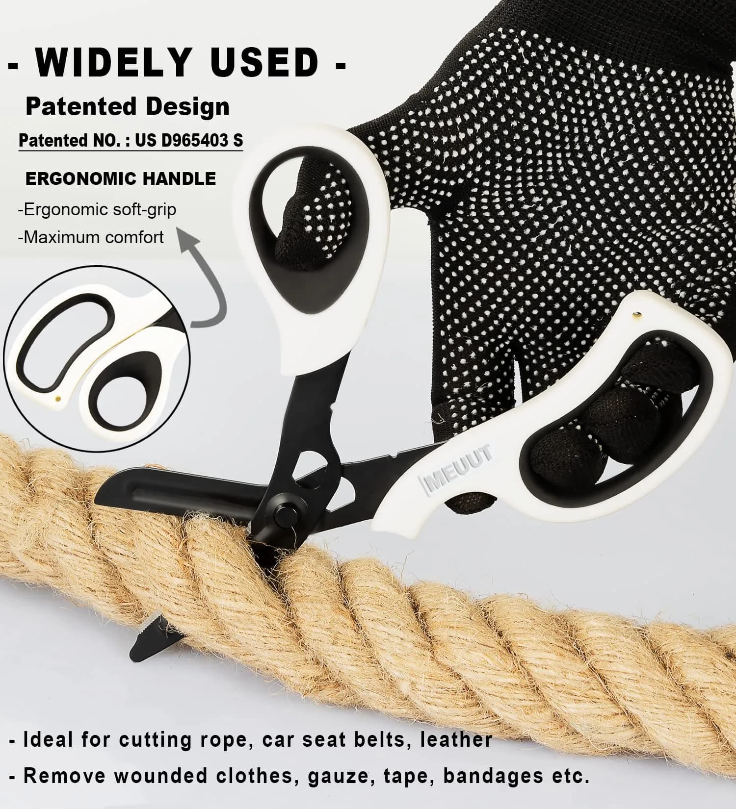 MEUUT Medical Trauma Shears - Black/Grey+white/Black (2-Pack, 7.8 Inch) with Oxygen Wrench - view 3