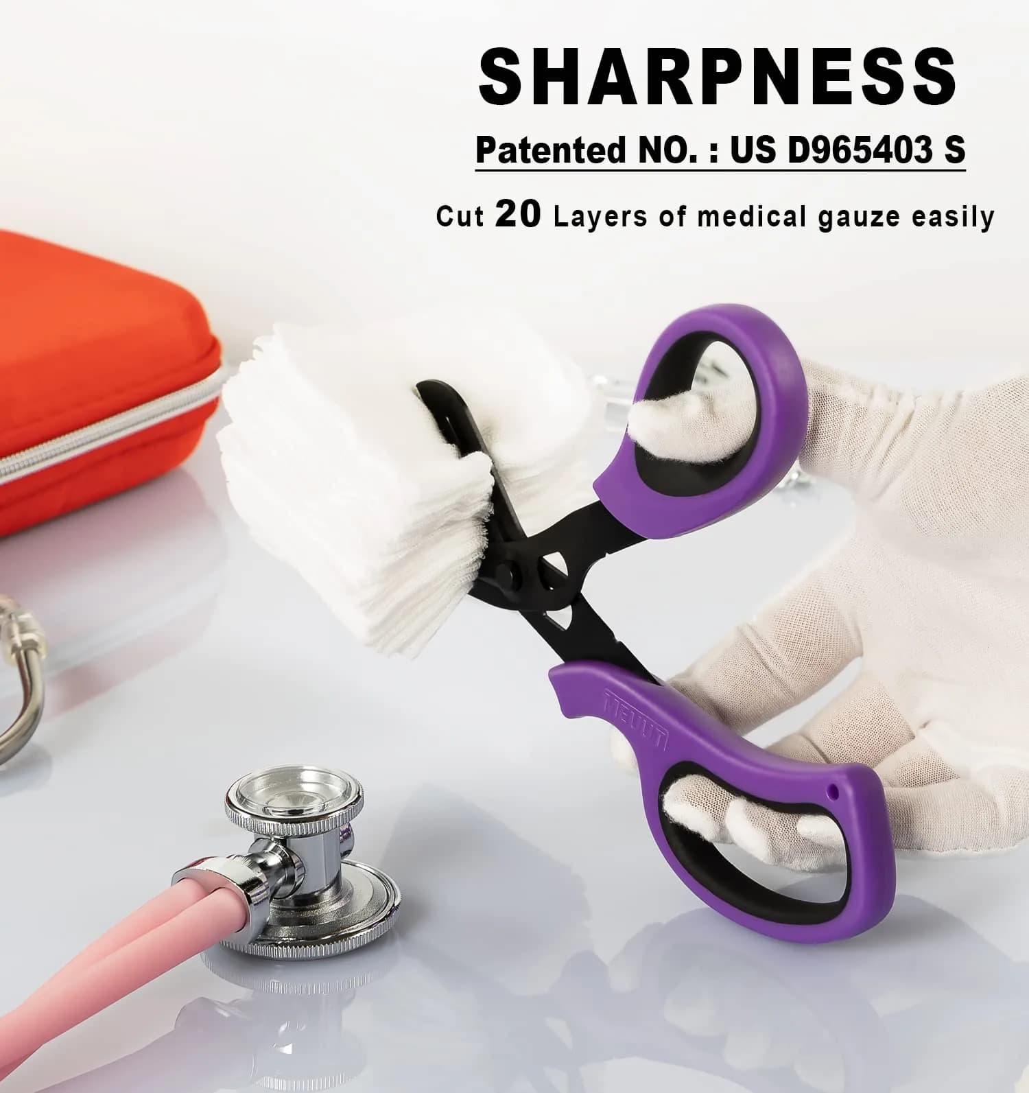 MEUUT Medical Trauma Shears 7.8" (19.8 cm) - 2-Pack | Ambidextrous, Serrated, Non-Stick Blades - view 2