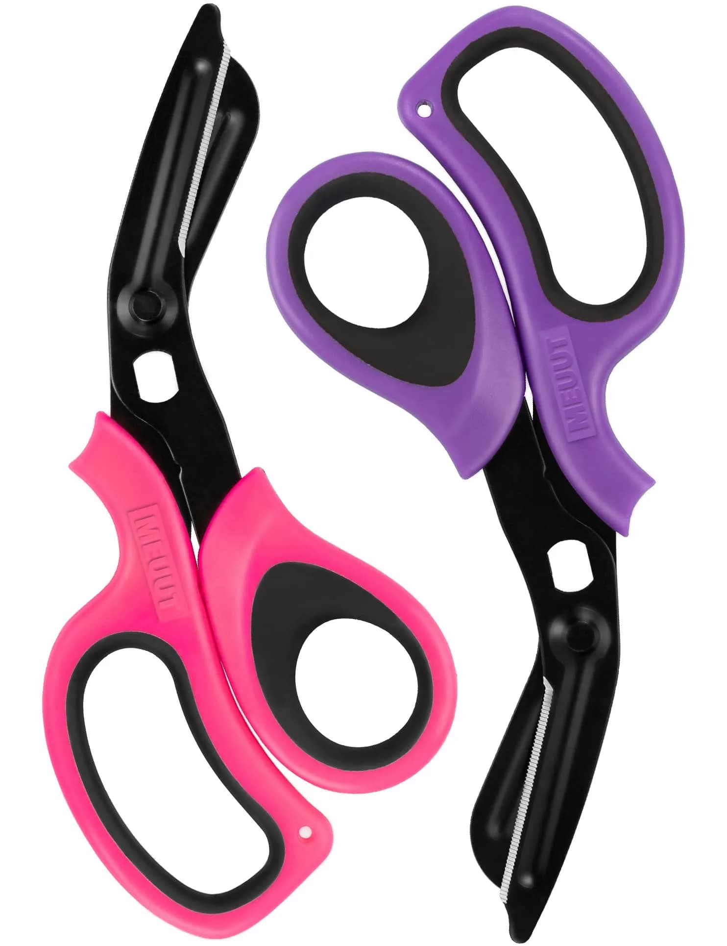 MEUUT Medical Trauma Shears 7.8" (2-Pack) | Serrated, Non-Stick, Ambidextrous Nurse Scissors