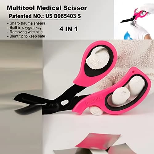 MEUUT Medical Trauma Shears 7.8" (2-Pack) | Serrated, Non-Stick, Ambidextrous Nurse Scissors thumbnail 3