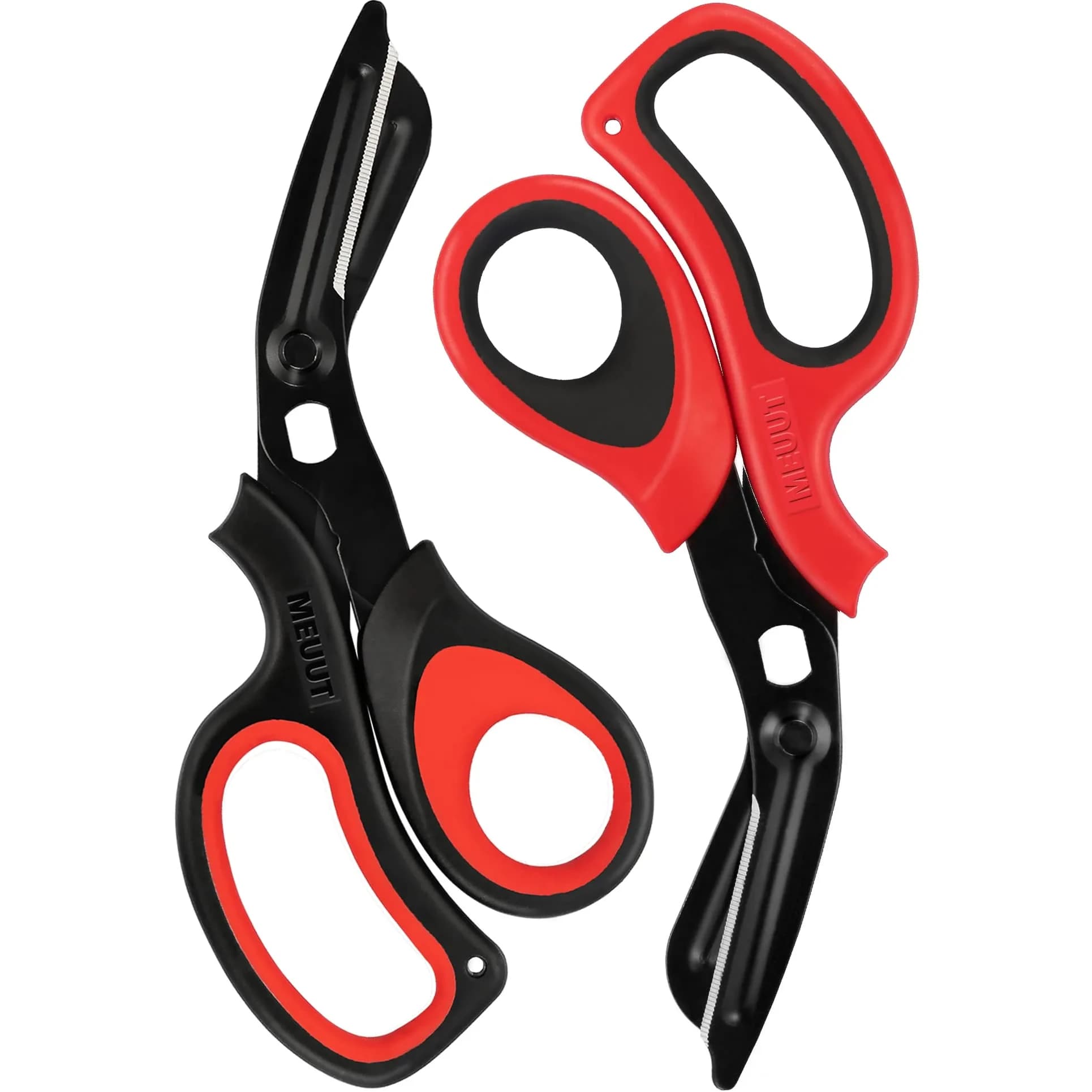 MEUUT Medical Trauma Shears - Black/Red & Red/Black 2-Pack, 7.8 Inch Patented Stainless Steel with Oxygen Wrench