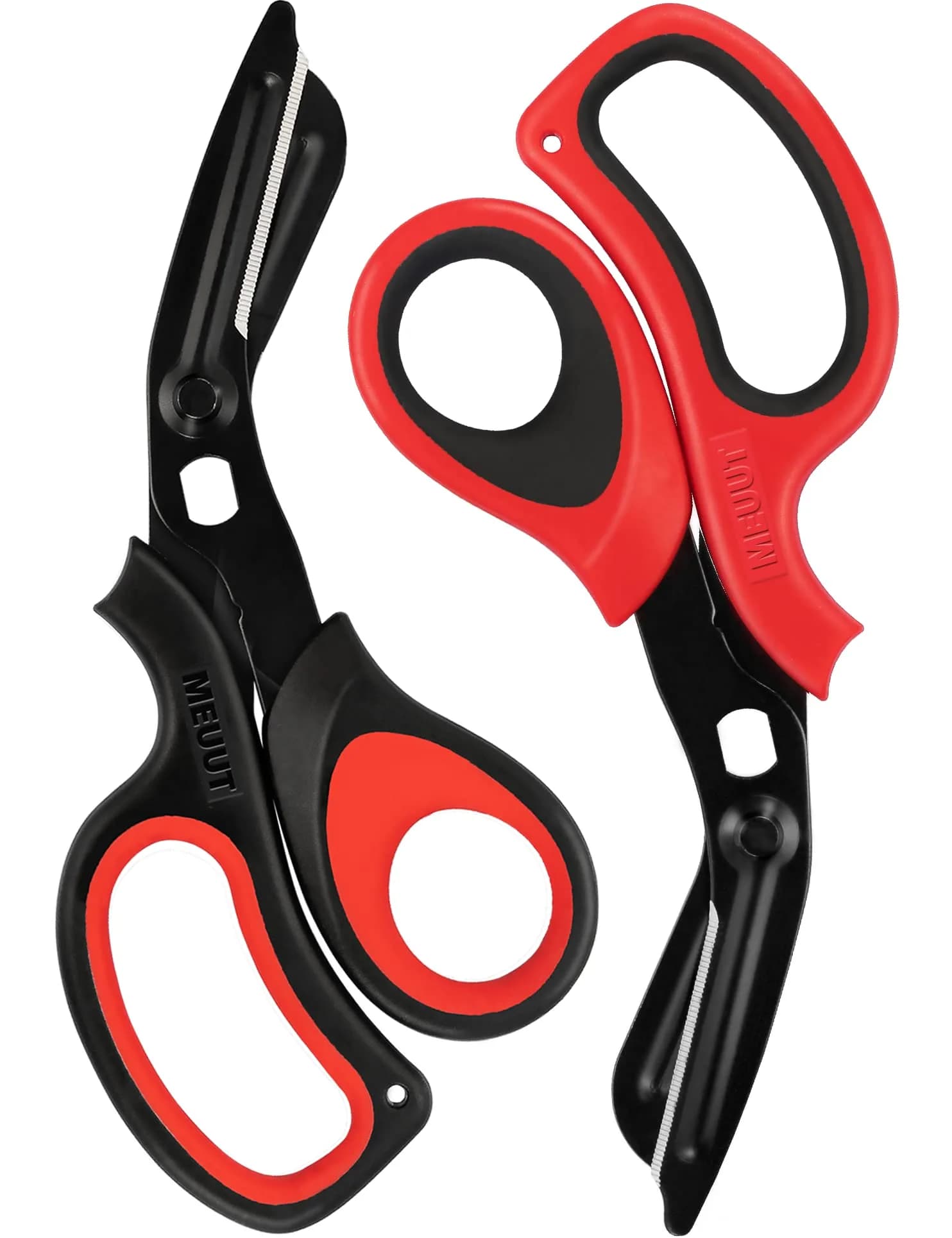 MEUUT Medical Trauma Shears - Black/Red & Red/Black 2-Pack, 7.8 Inch Patented Stainless Steel with Oxygen Wrench - main product image