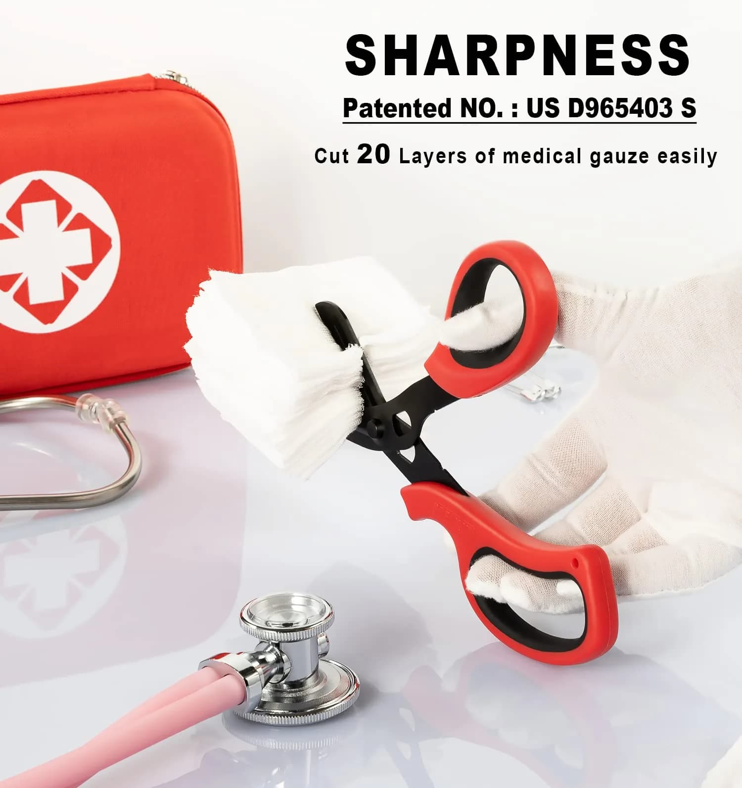 MEUUT Medical Trauma Shears - Black/Red & Red/Black 2-Pack, 7.8 Inch Patented Stainless Steel with Oxygen Wrench - view 2