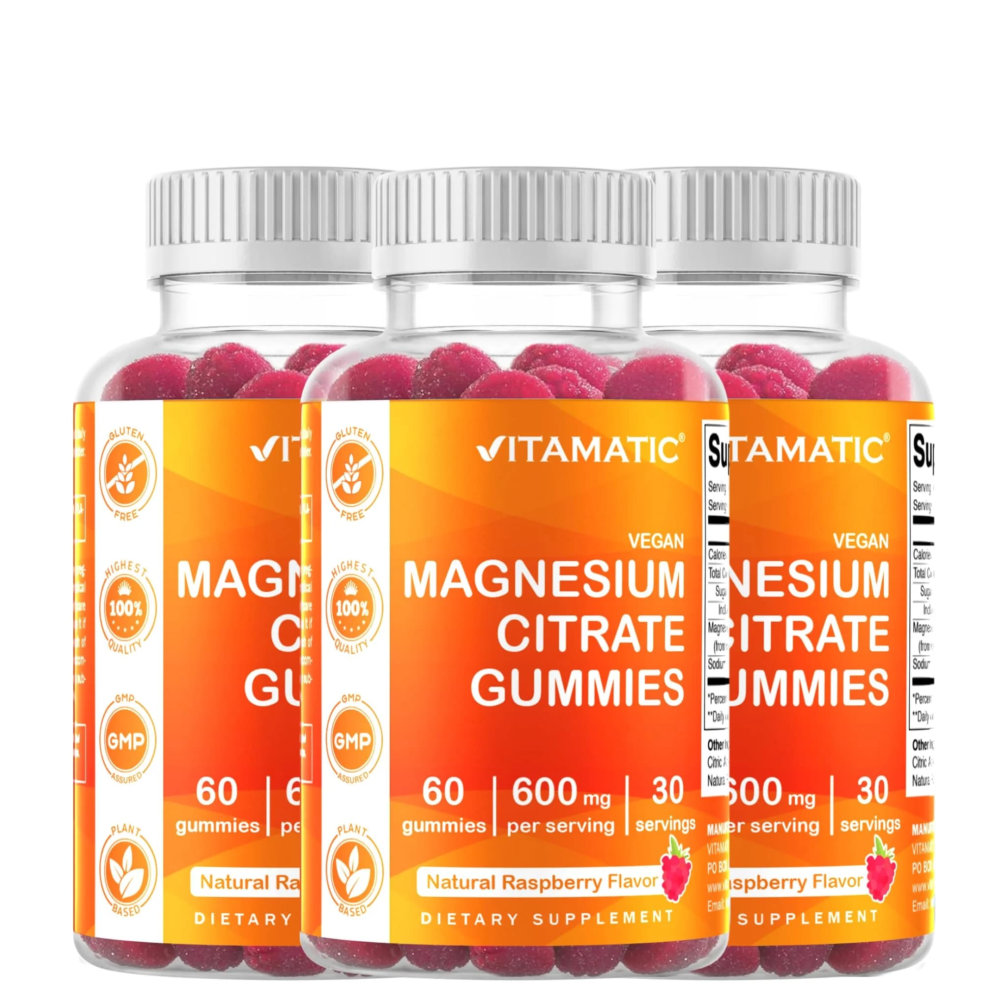 Vitamatic Magnesium Gummies 600mg | Vegan Relaxation & Muscle Support | 3 Pack — Gummy