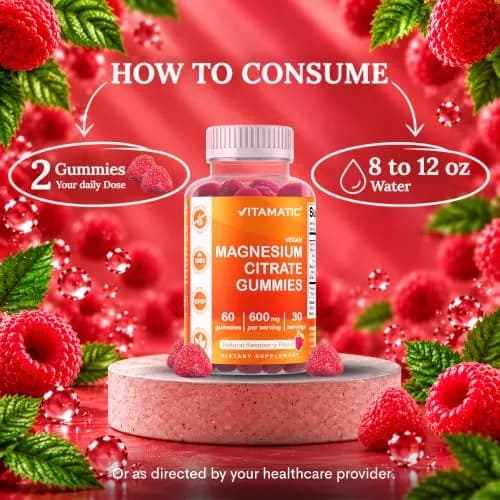 Vitamatic Magnesium Gummies 600mg | Vegan Relaxation & Muscle Support | 3 Pack thumbnail 5