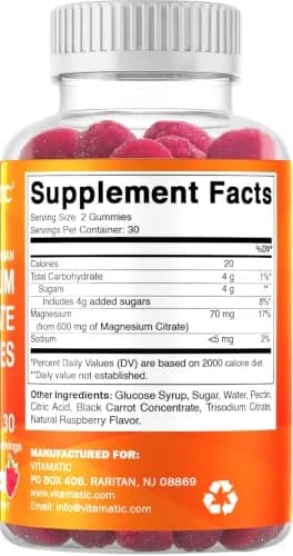 Vitamatic Magnesium Gummies 600mg | Vegan Relaxation & Muscle Support | 3 Pack thumbnail 8