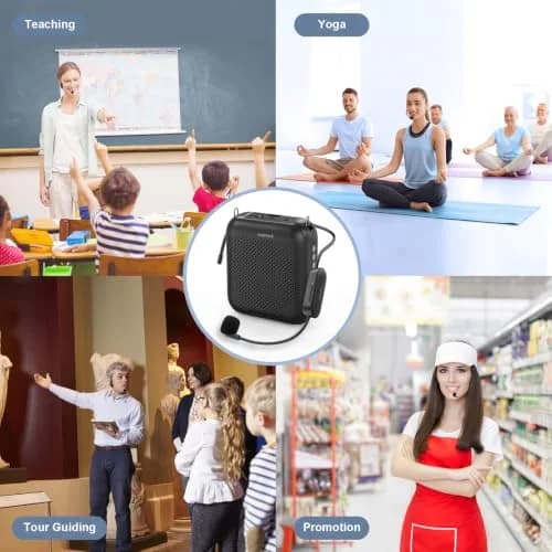 Norwii Portable Wireless Voice Amplifier with Bluetooth Speaker & 2 Microphones (10W, Black) | 1000 m² Coverage thumbnail 5