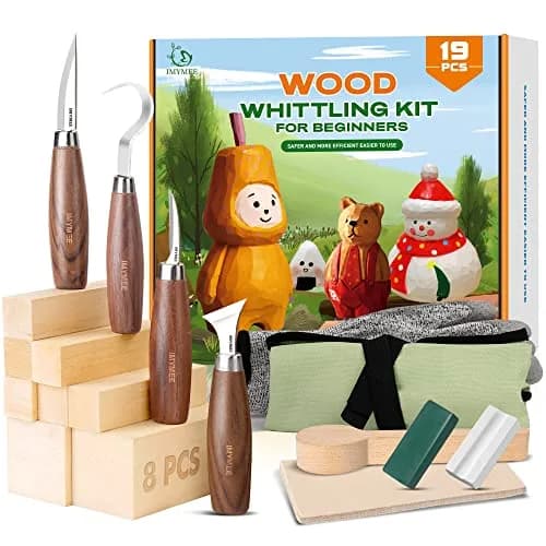 IMYMEE Wood Whittling Kit for Beginners - 19Pcs Basswood Blocks & Carving Knives Set | 0.91 kg (2 lb) thumbnail 1