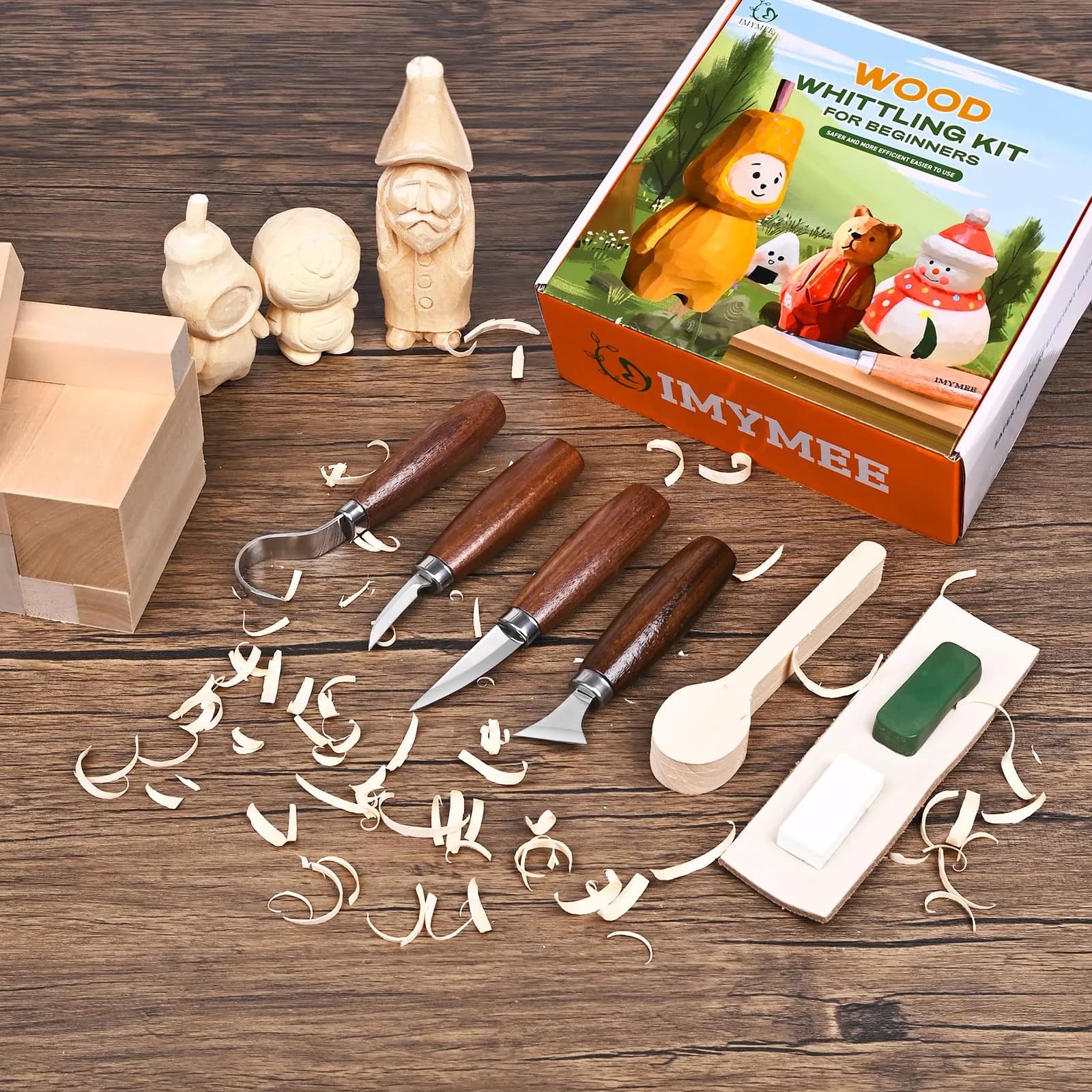 IMYMEE Wood Whittling Kit for Beginners - 19Pcs Basswood Blocks & Carving Knives Set | 0.91 kg (2 lb) - view 6