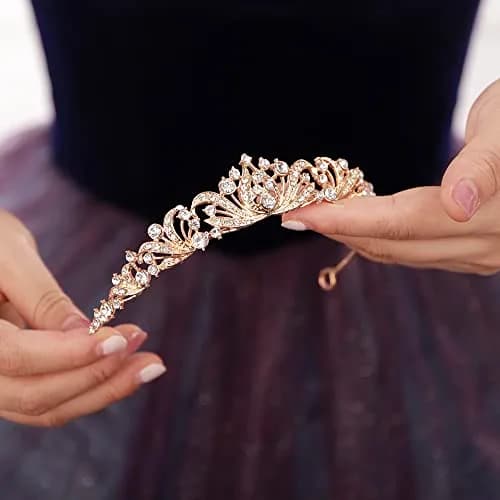 JWICOS Princess Tiara for Women 2.5cm x 13cm Gold Rhinestone Crystal Headband Wedding thumbnail 3