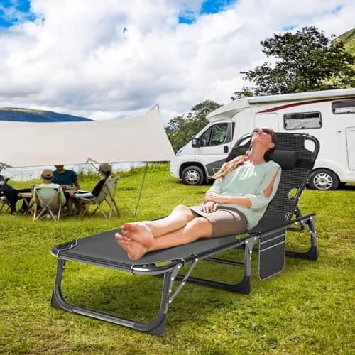 Slsy Folding Camping Cot for Adults | Adjustable 5-Position Reclining Bed with Removable Mattress thumbnail 7