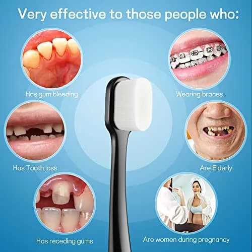 OB rush Ultra Soft Toothbrush for Sensitive Gums | 20k Nano Floss Bristles, 2 Pack, Black & White thumbnail 5