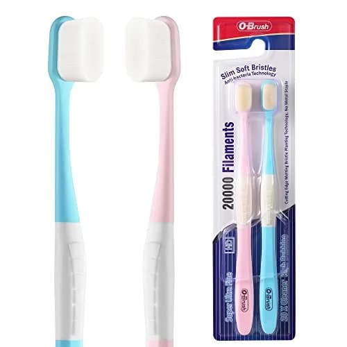 OB rush Extra Soft Toothbrush, Ultra Soft Toothbrush for Sensitive Gums, 20k Nano Floss Bristles, Pack of 2 | Gentle Cleaning for Braces & Pregnancy thumbnail 1