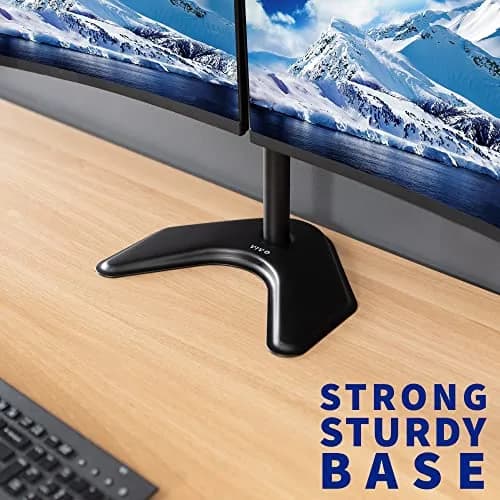VIVO Dual LED LCD Monitor Mount, Free-Standing Desk Stand for 2 Screens up to 32 Inch, Heavy-Duty Fully Adjustable Arms with Max VESA 100x100mm, Black, STAND-V032F thumbnail 8