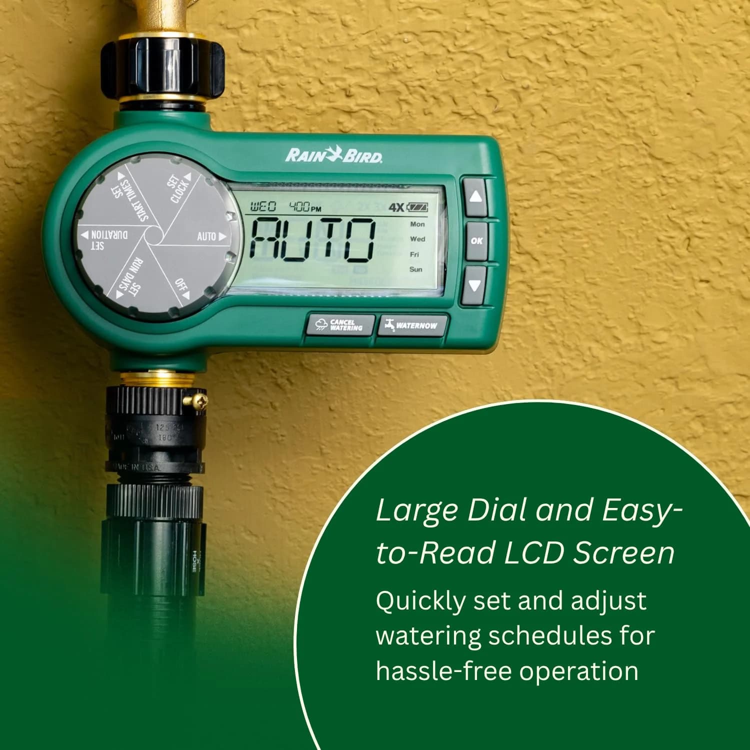 Rain Bird Simple-Set Hose End Timer 1ZEHTMRS 1-Minute to 2-Hour Run Time | Battery Operated, 3/4" Brass Inlet - view 3