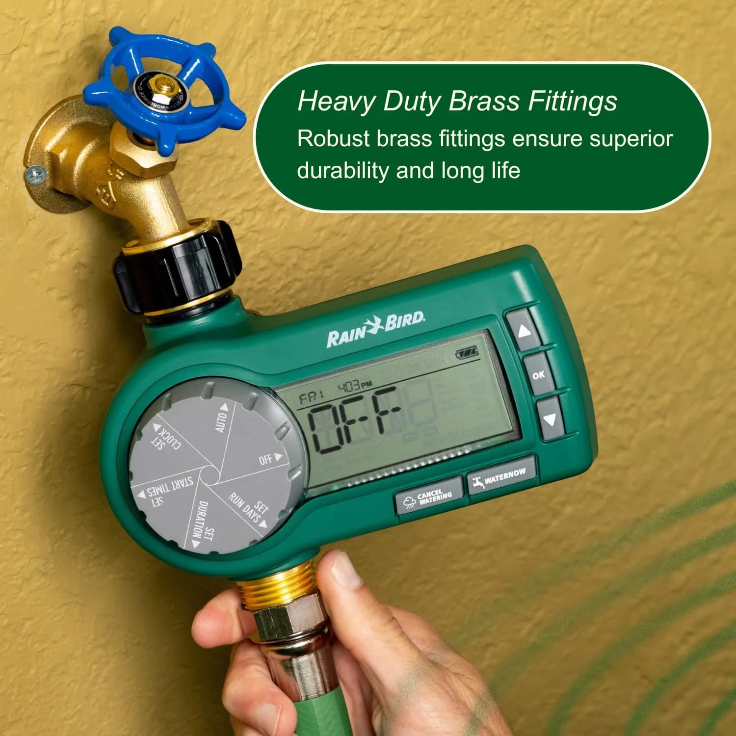 Rain Bird Simple-Set Hose End Timer 1ZEHTMRS 1-Minute to 2-Hour Run Time | Battery Operated, 3/4" Brass Inlet - view 4