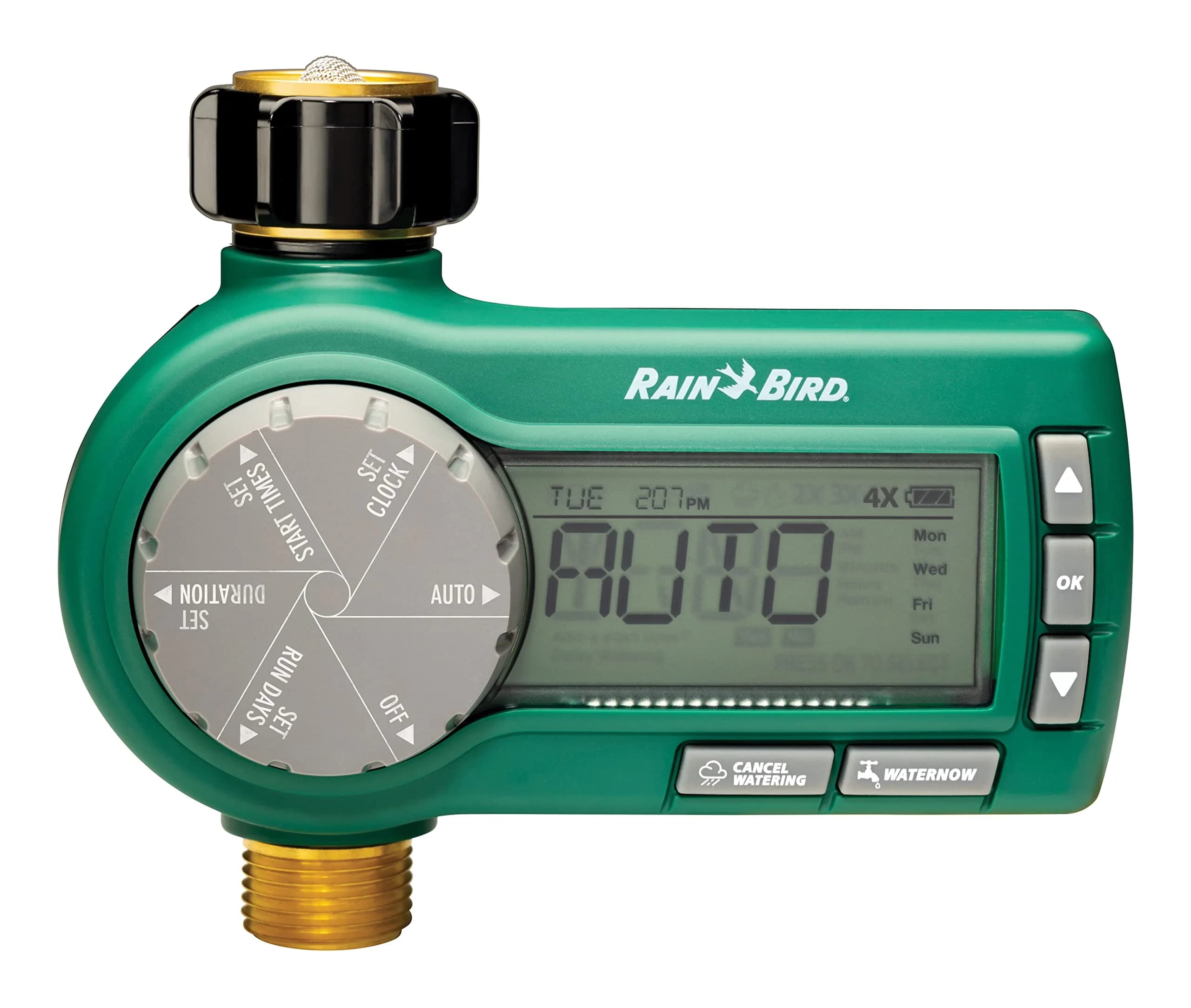 Rain Bird Simple-Set Hose End Timer 1ZEHTMRS 1-Minute to 2-Hour Run Time | Battery Operated, 3/4" Brass Inlet — 1ZEHTMRP