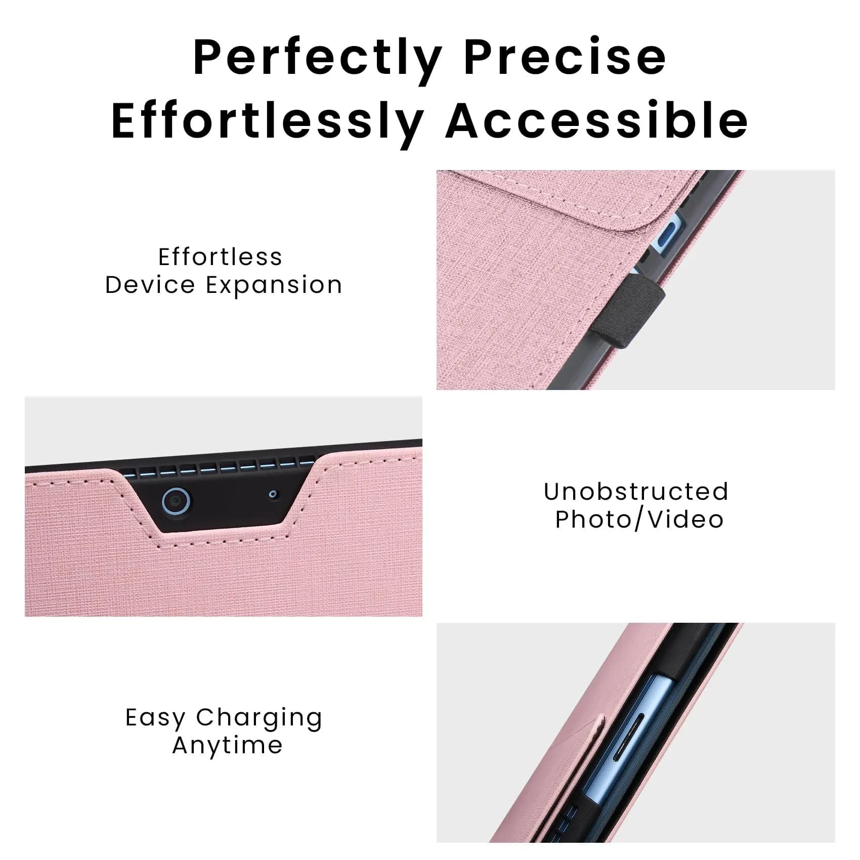 Omnpak Surface Pro 11/10/9 Case Pink | Lightweight Protective Folio with Stylus Holder & Kickstand, 13-inch - view 8